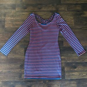 Striped Long-sleeve Mini Dress
